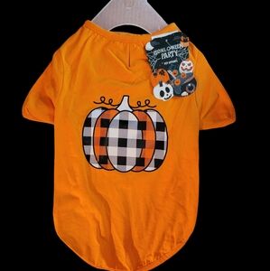 Halloween Party‎ Pet Apparel Orange Checkered Pumpkin Pet Shirt M S XS